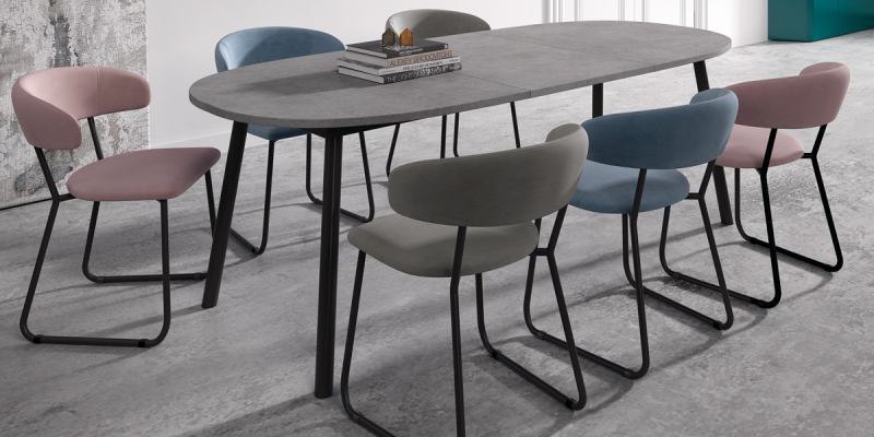 Ensemble table Rialto and chairs Elba